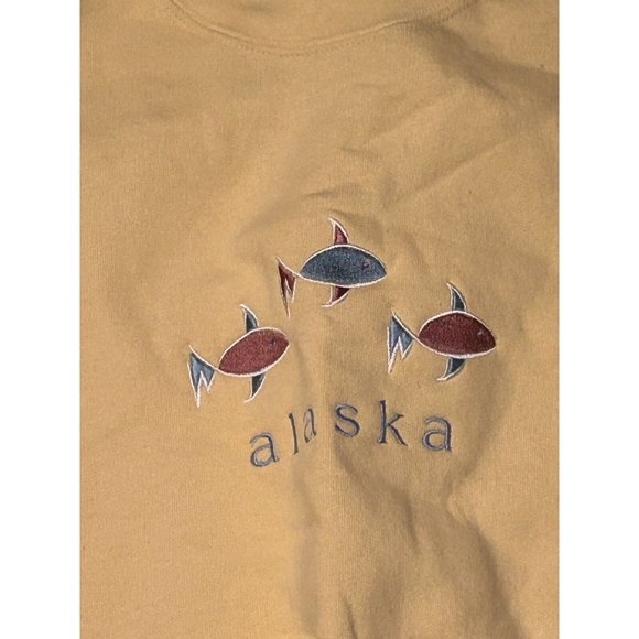 Briar Creek Sweatshirt XL Alaska Yellow Fish Trio Grandpa Grandma Tourist Cabin - Picture 2 of 8